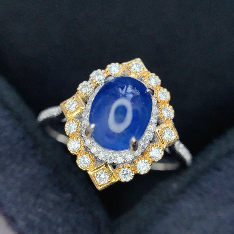 14k Gold 2.75 Ct Natural Star Sapphire & Diamond Ring - 3