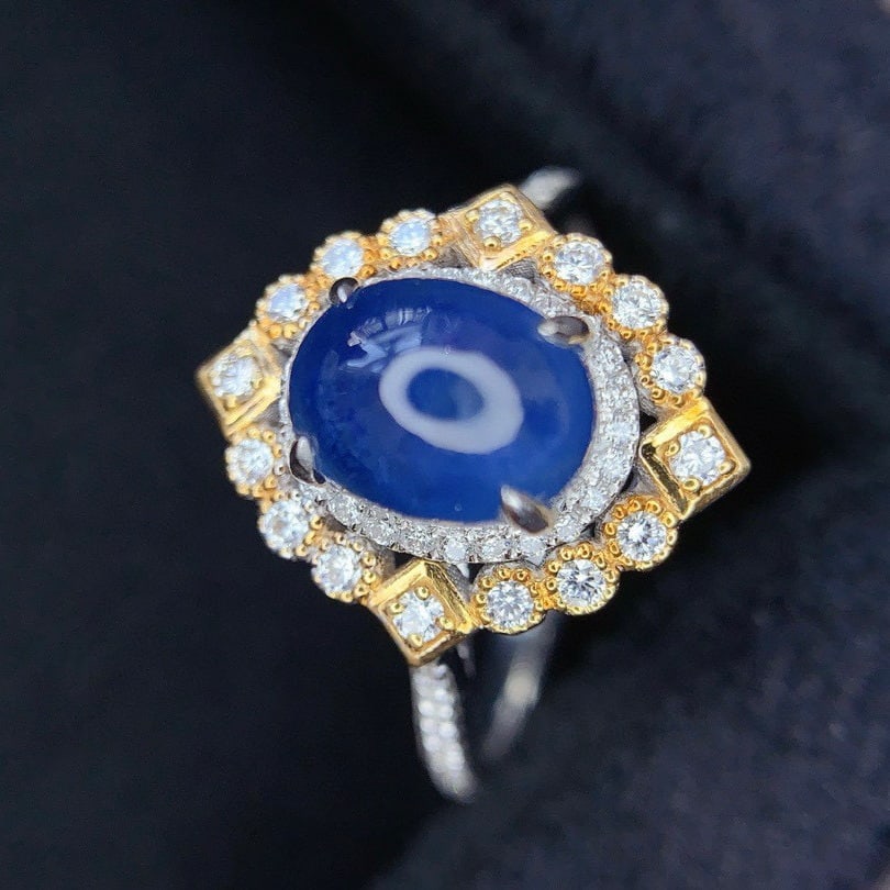 14k Gold 2.75 Ct Natural Star Sapphire & Diamond Ring - 4