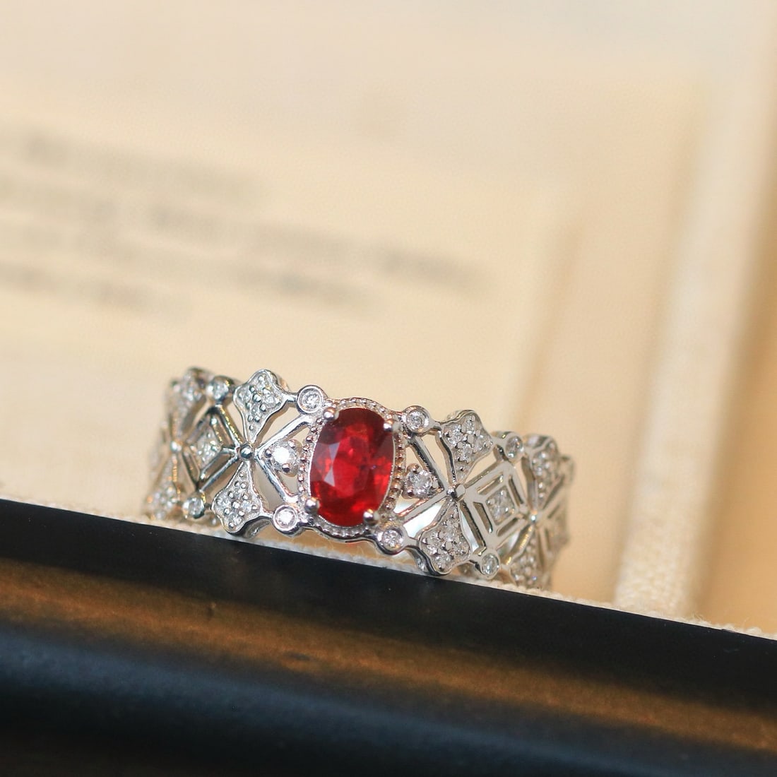14k Gold 0.72 Ctw Natural Ruby & Diamond Ring - 7