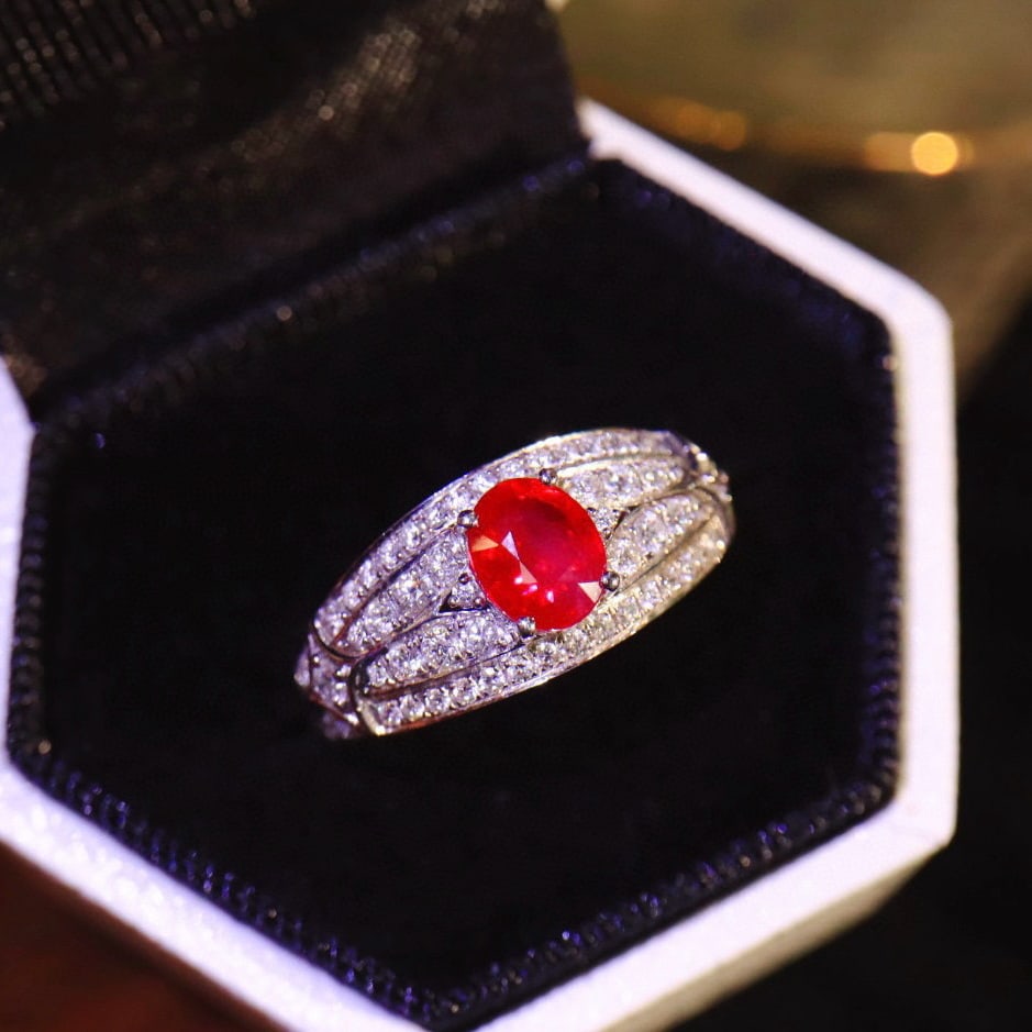 14k Gold 1.50 Ctw Vivid Red Natural Ruby & Diamond Ring - 3
