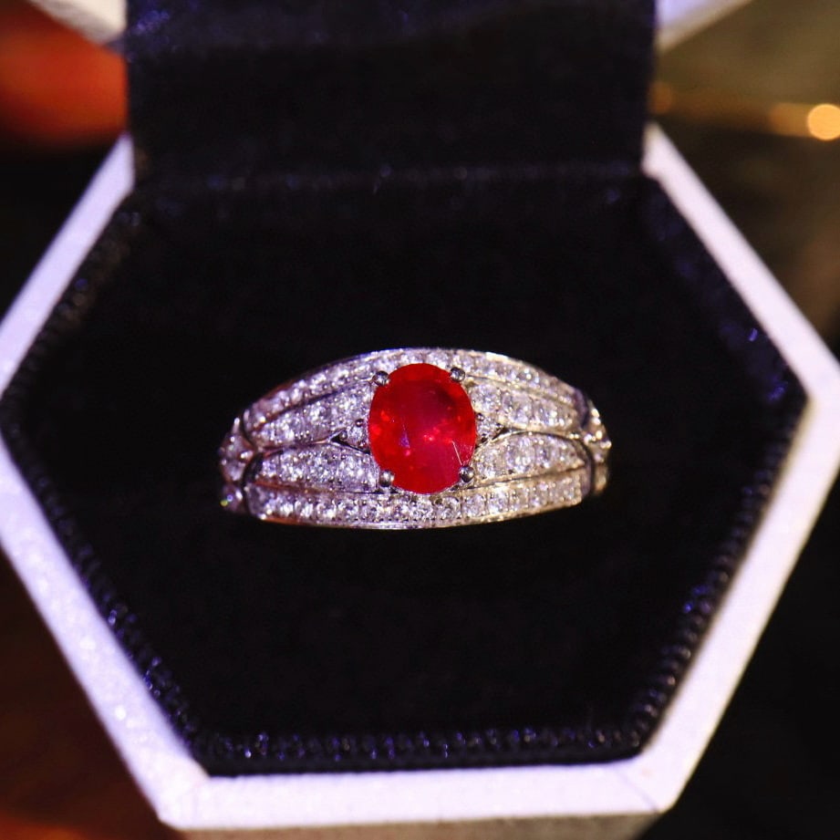14k Gold 1.50 Ctw Vivid Red Natural Ruby & Diamond Ring - 4