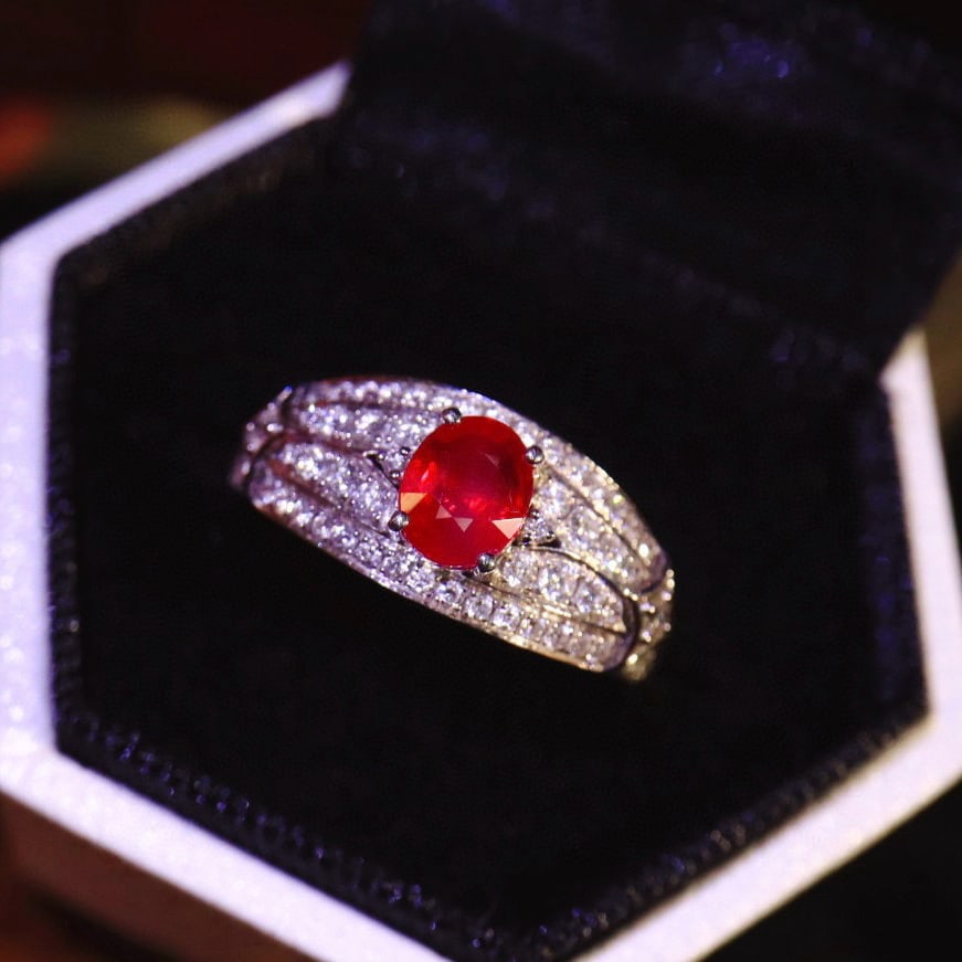 14k Gold 1.50 Ctw Vivid Red Natural Ruby & Diamond Ring - 5
