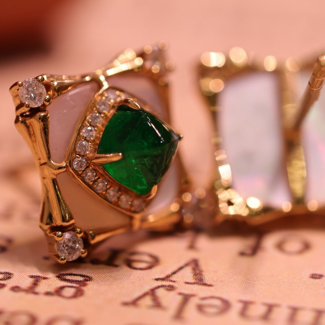14k Gold 1.27 Ctw Vivid Green Natural Emerald & Diamond Earrings - 3