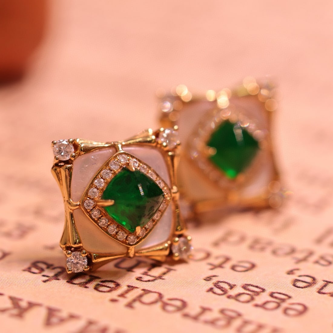 14k Gold 1.27 Ctw Vivid Green Natural Emerald & Diamond Earrings - 4