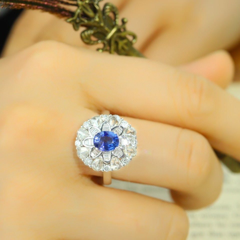 14k Gold 2.03 Ctw Natural Sapphire & Diamond Ring - 6