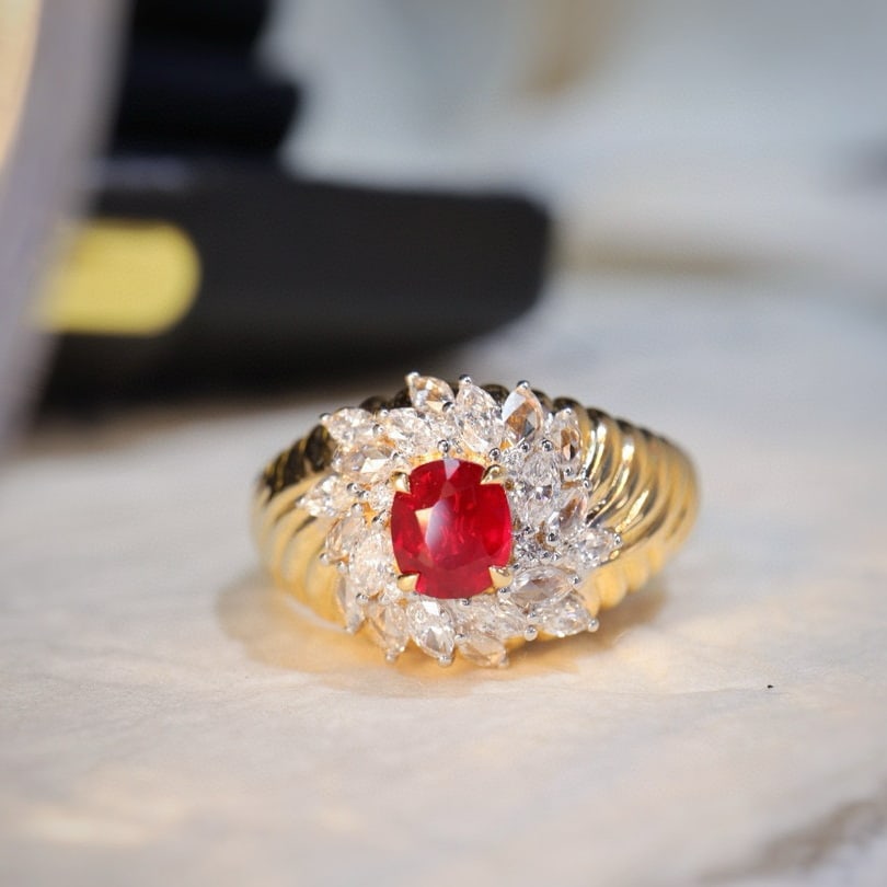 14k Gold 1.33 Ctw Natural Ruby & Diamond Ring - 2