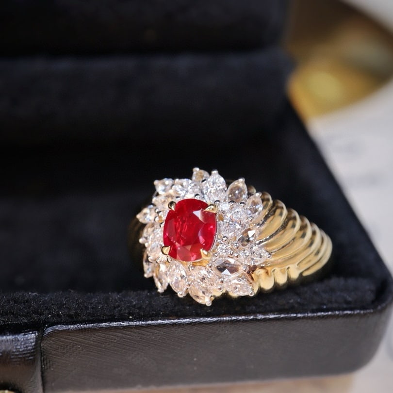 14k Gold 1.33 Ctw Natural Ruby & Diamond Ring - 3