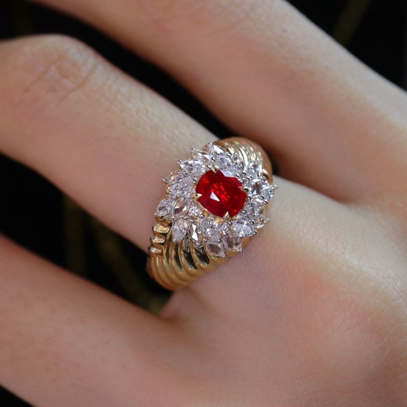 14k Gold 1.33 Ctw Natural Ruby & Diamond Ring - 4