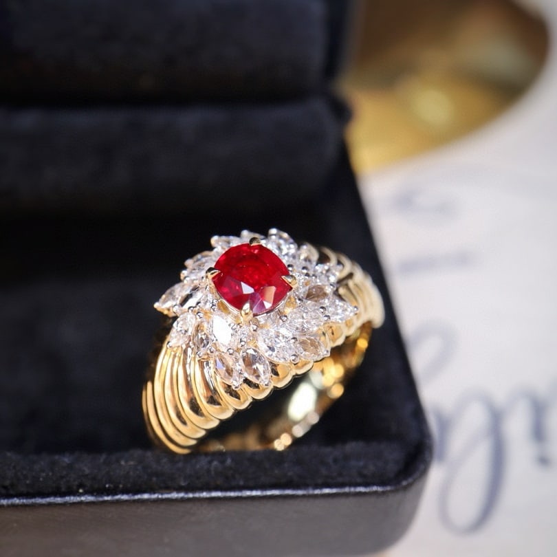 14k Gold 1.33 Ctw Natural Ruby & Diamond Ring - 5
