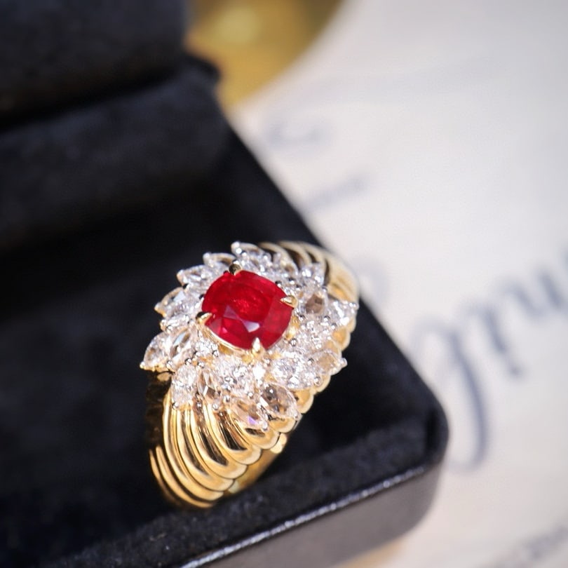 14k Gold 1.33 Ctw Natural Ruby & Diamond Ring - 6