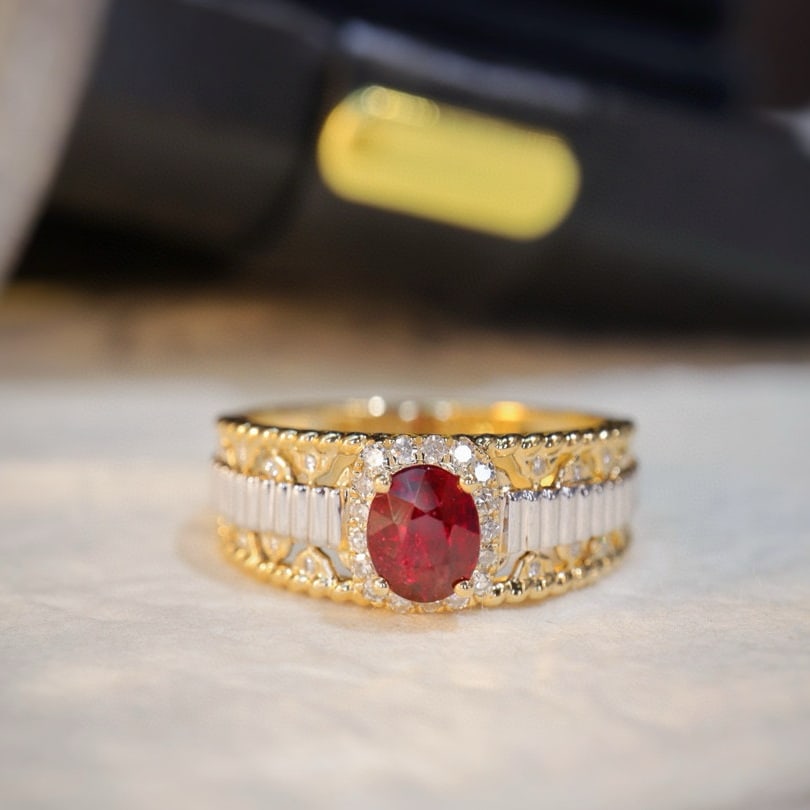 14k Gold 0.96 Ctw Natural Ruby & Diamond Ring - 2