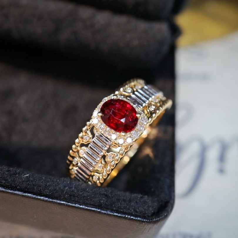 14k Gold 0.96 Ctw Natural Ruby & Diamond Ring - 5