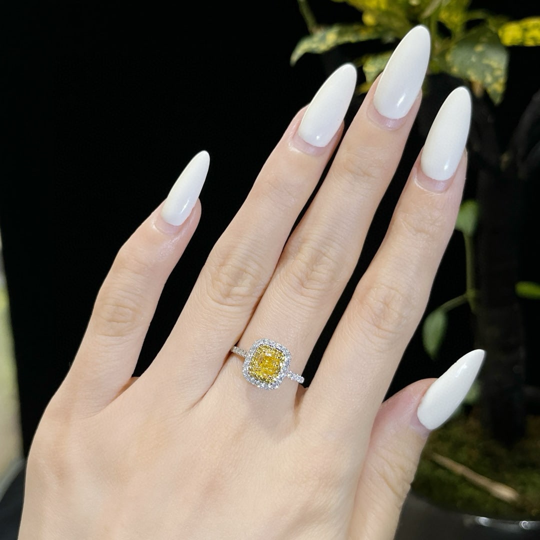 14k Gold 1.35 Ctw Natural Yellow Diamond & Diamond Ring - 6