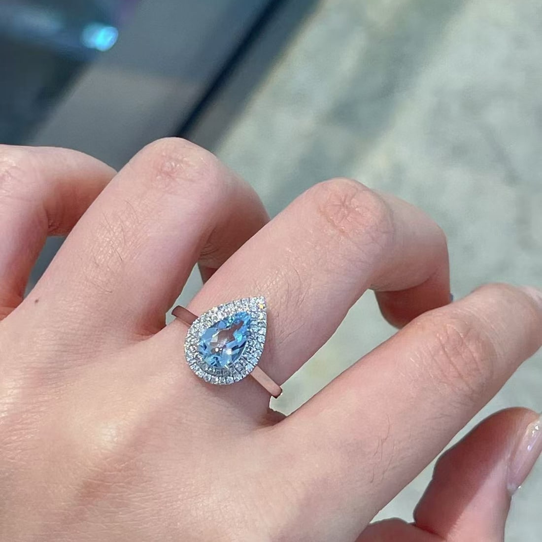 14k Gold 1.16 Ctw Natural Aquamarine & Diamond Ring - 4