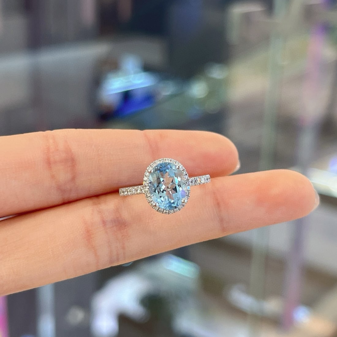 14k Gold 1.99 Ctw Natural Aquamarine & Diamond Ring - 4