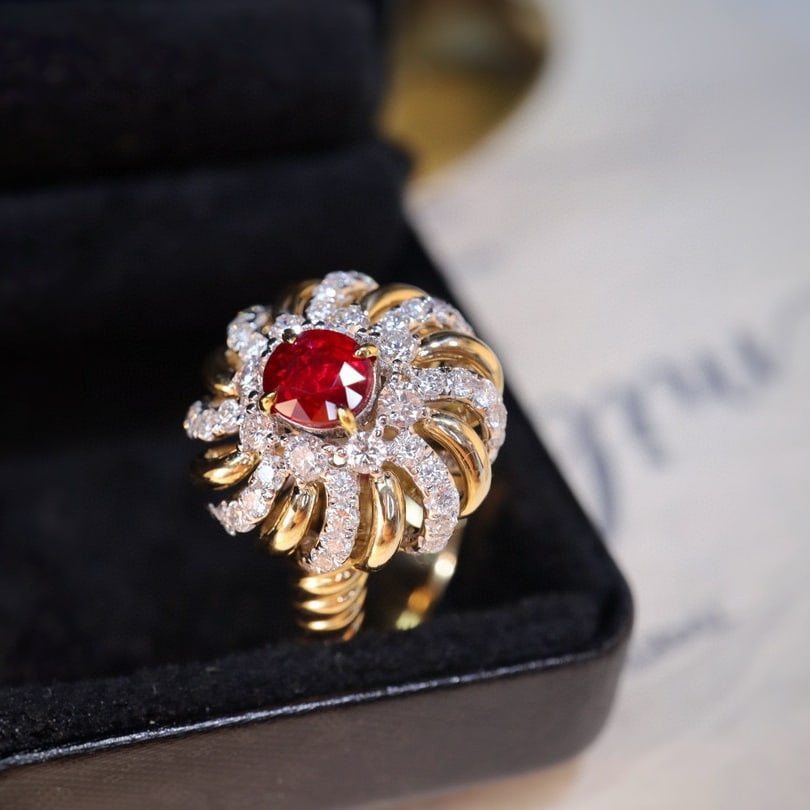 14k Gold 1.38 Ctw Natural Ruby & Diamond Ring - 2