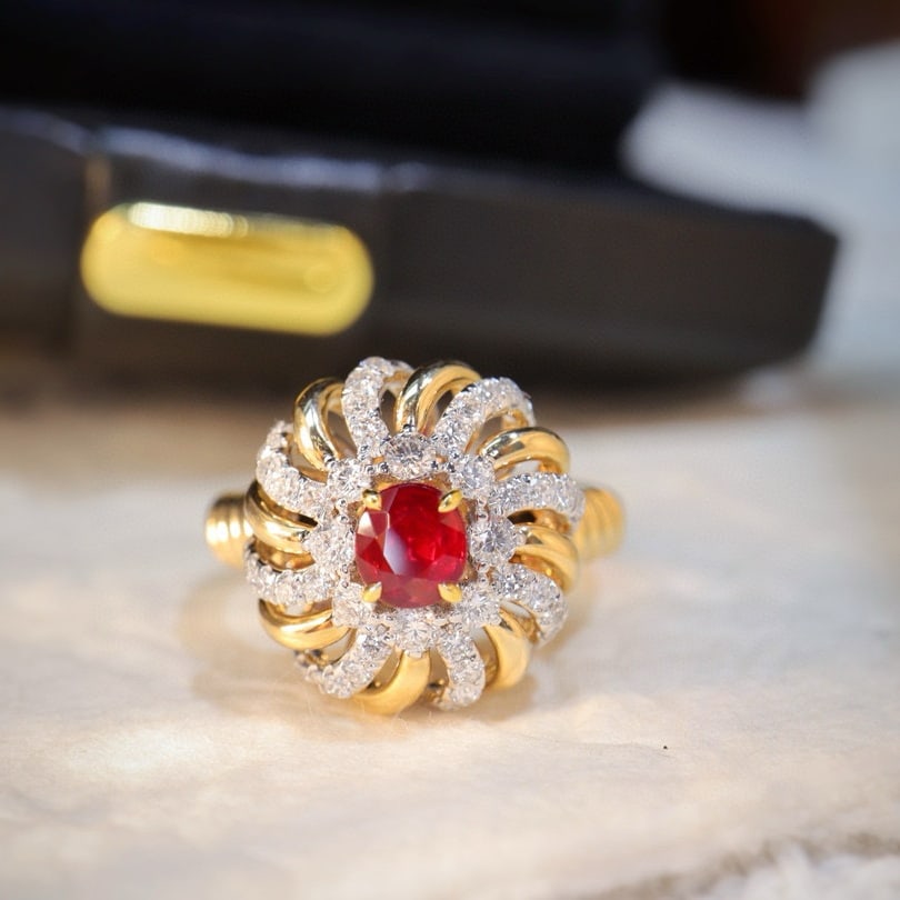 14k Gold 1.38 Ctw Natural Ruby & Diamond Ring - 3