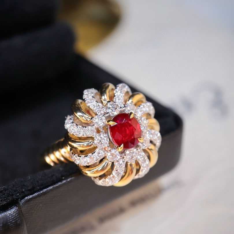 14k Gold 1.38 Ctw Natural Ruby & Diamond Ring - 5