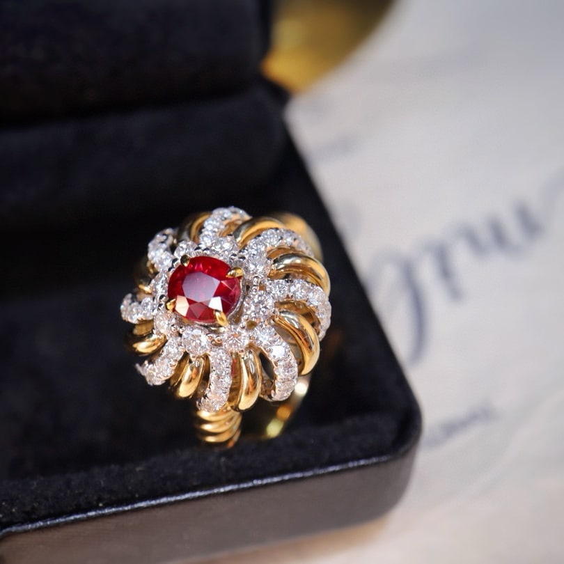14k Gold 1.38 Ctw Natural Ruby & Diamond Ring - 6