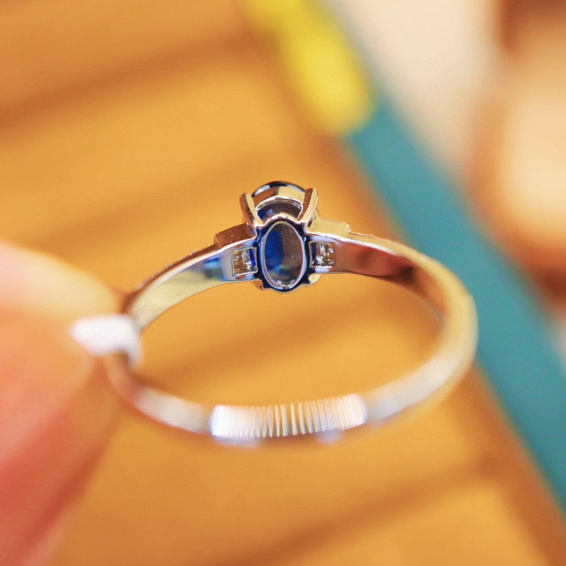 14k Gold 1.06 Ctw Natural Sapphire & Diamond Ring - 4