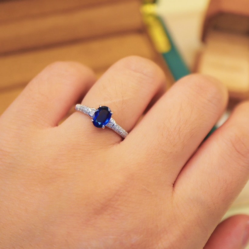 14k Gold 1.06 Ctw Natural Sapphire & Diamond Ring - 5