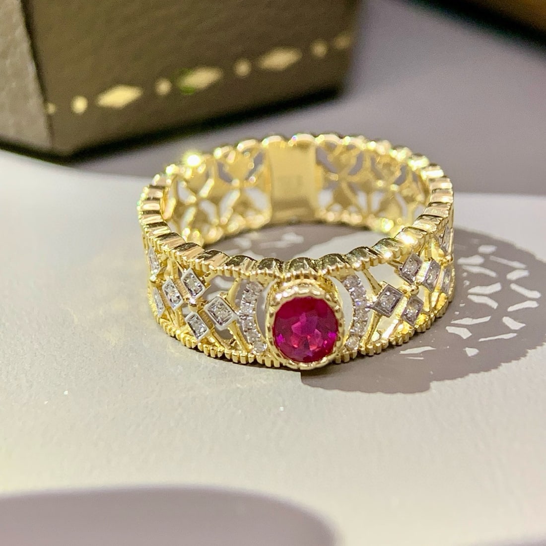 14k Gold 0.49 Ctw Natural Ruby & Diamond Ring - 4