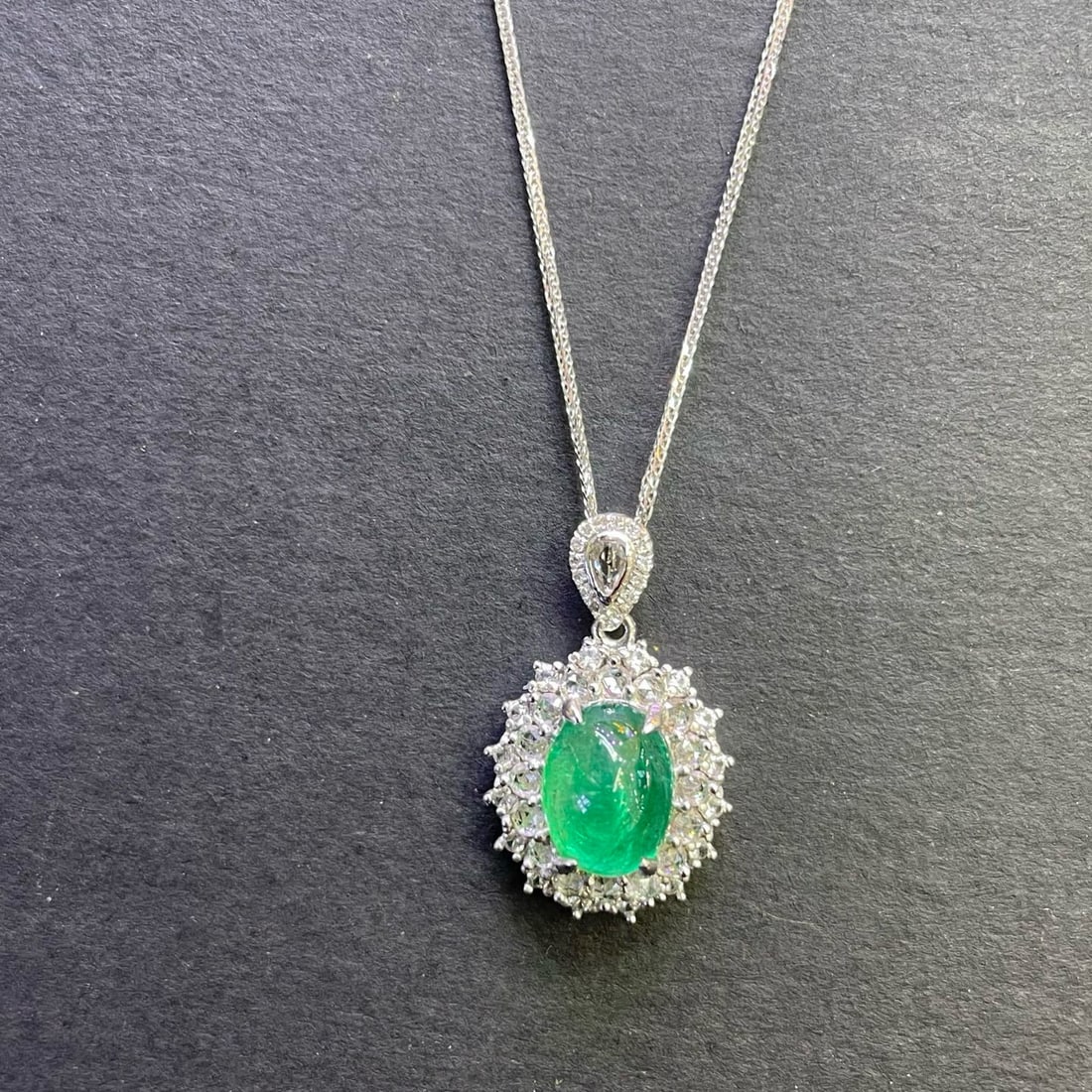 14k Gold 2.45 Ct Natural Emerald & Sapphire & Diamond Pendant( Without Chain ) - 5