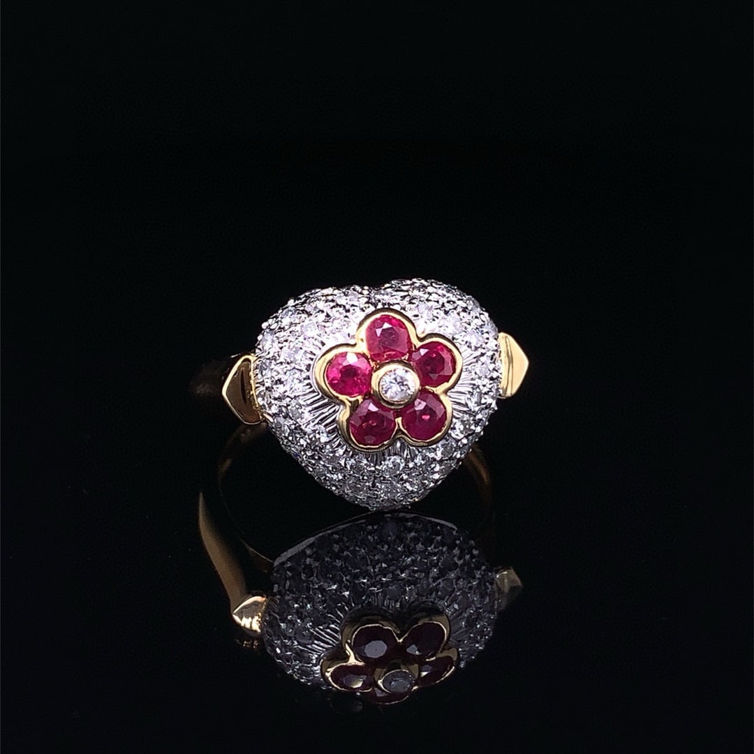 14k Gold 1.12 Ctw Natural Ruby & Diamond Ring - 2