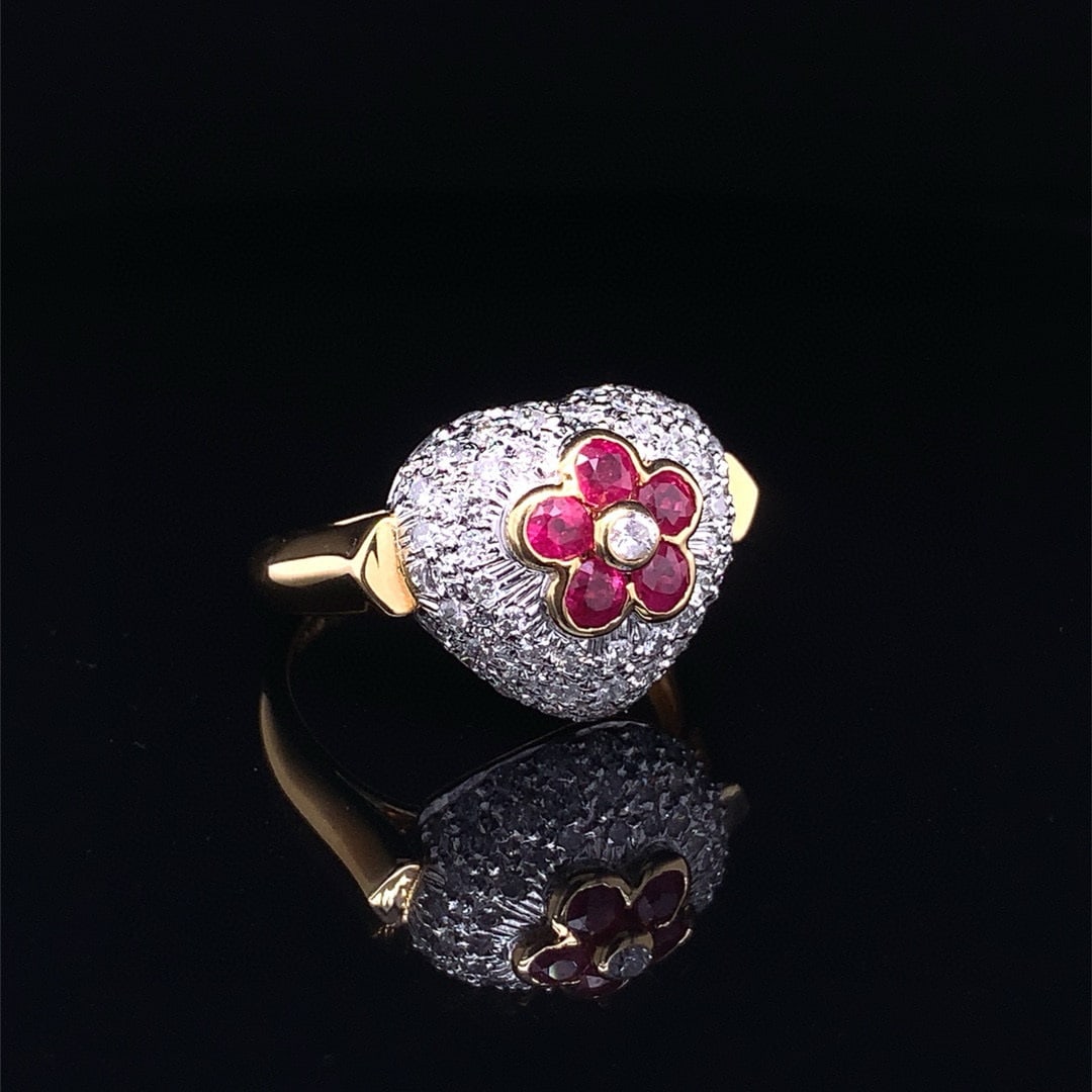 14k Gold 1.12 Ctw Natural Ruby & Diamond Ring - 3