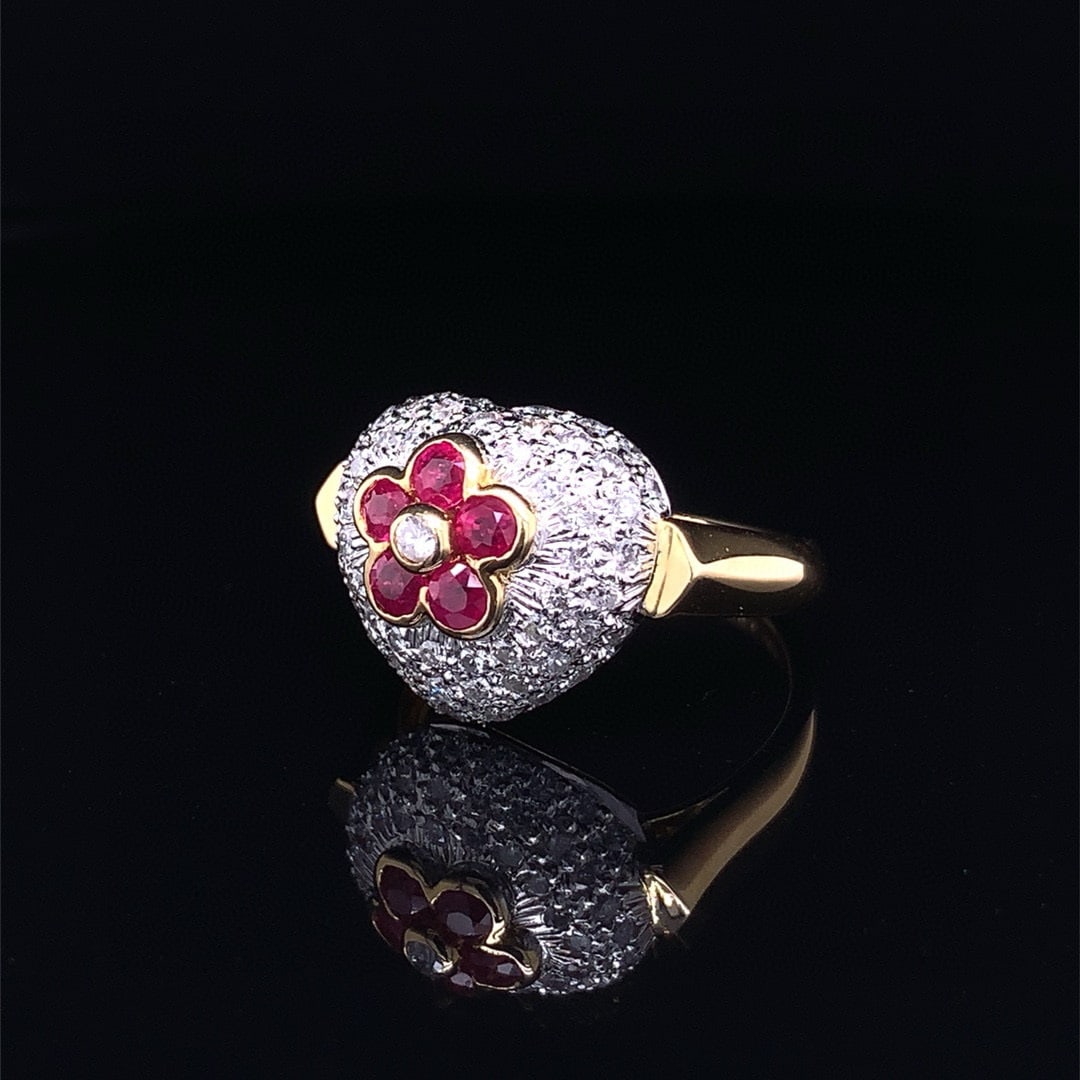 14k Gold 1.12 Ctw Natural Ruby & Diamond Ring - 4
