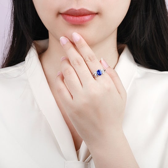 14k Gold 1.30 Ctw Natural Sapphire & Diamond Ring - 4