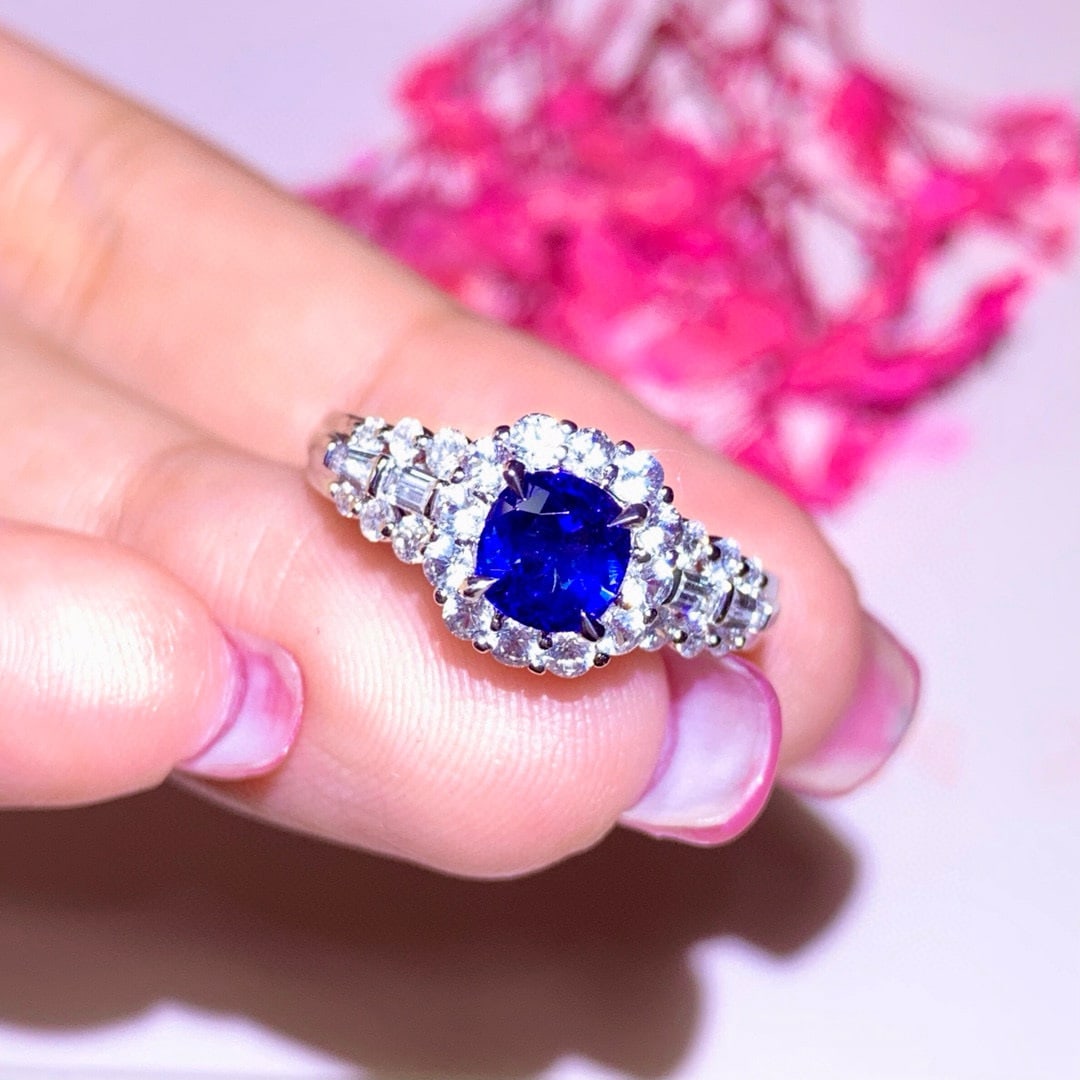 14k Gold 1.08 Ctw Natural Sapphire & Diamond Ring - 2