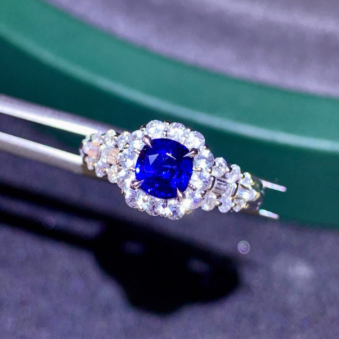 14k Gold 1.08 Ctw Natural Sapphire & Diamond Ring - 5