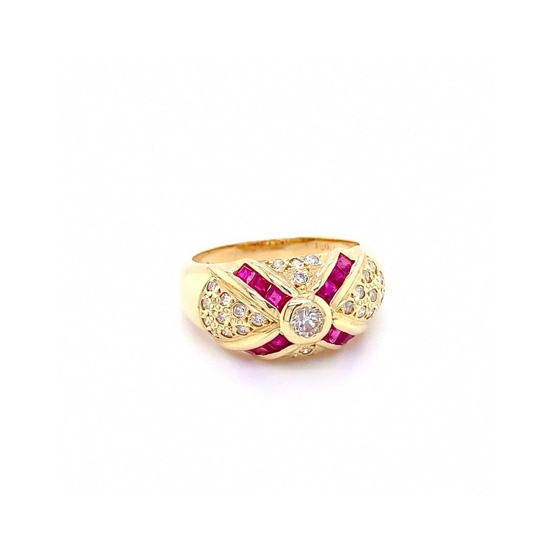 14k Gold 0.52 Ctw Natural Ruby & Diamond Ring - 2