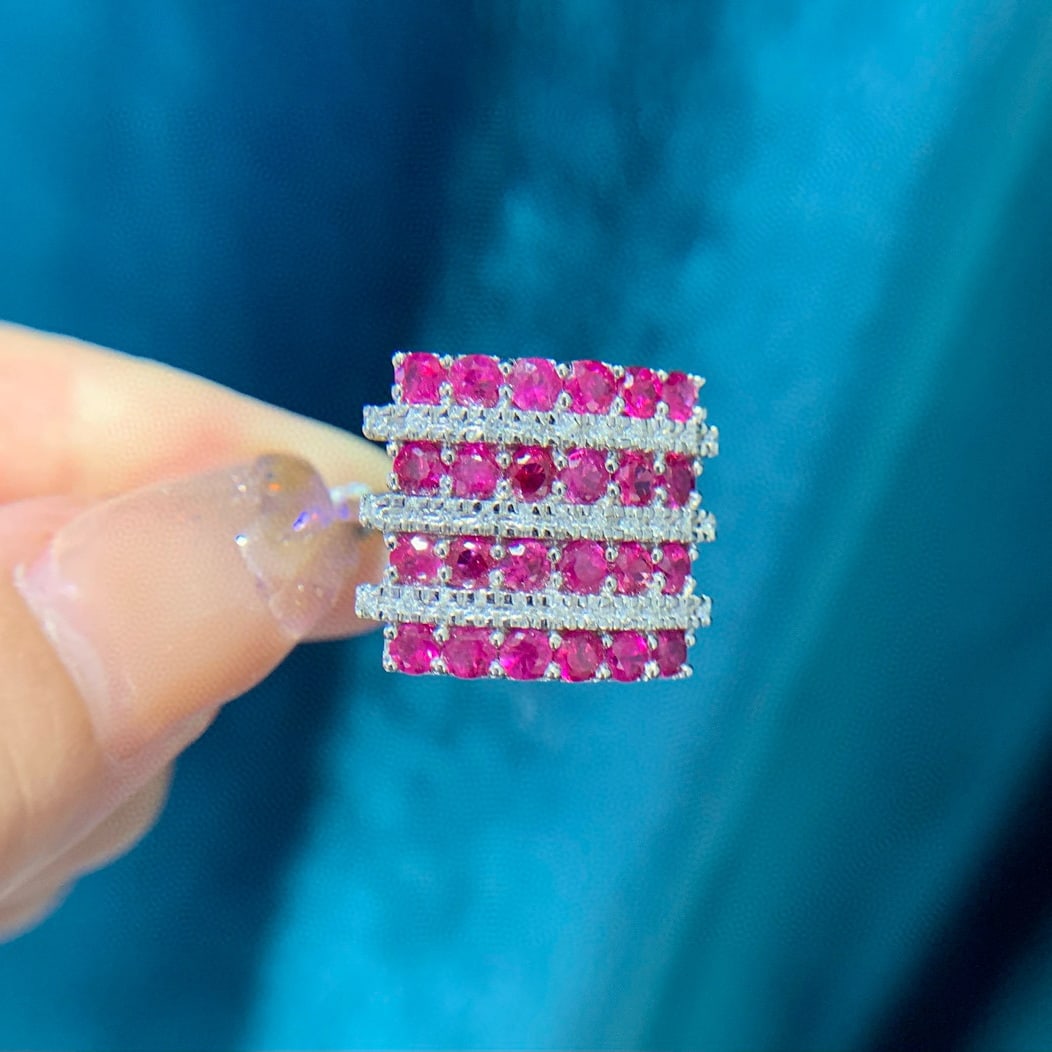 14k Gold 2.72 Ctw Natural Ruby & Diamond Ring - 2