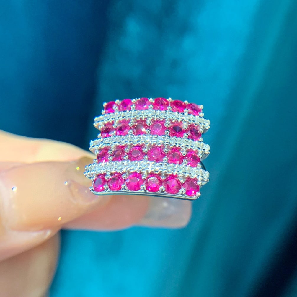 14k Gold 2.72 Ctw Natural Ruby & Diamond Ring - 3