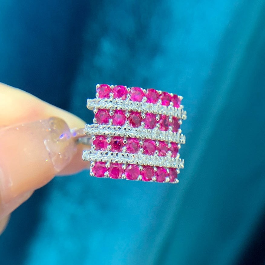 14k Gold 2.72 Ctw Natural Ruby & Diamond Ring - 4