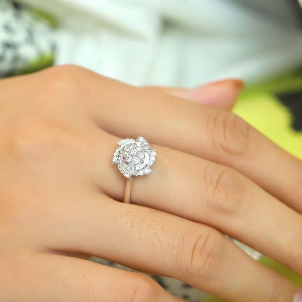 14k Gold 0.50 Ct Natural H Diamond Ring - 5