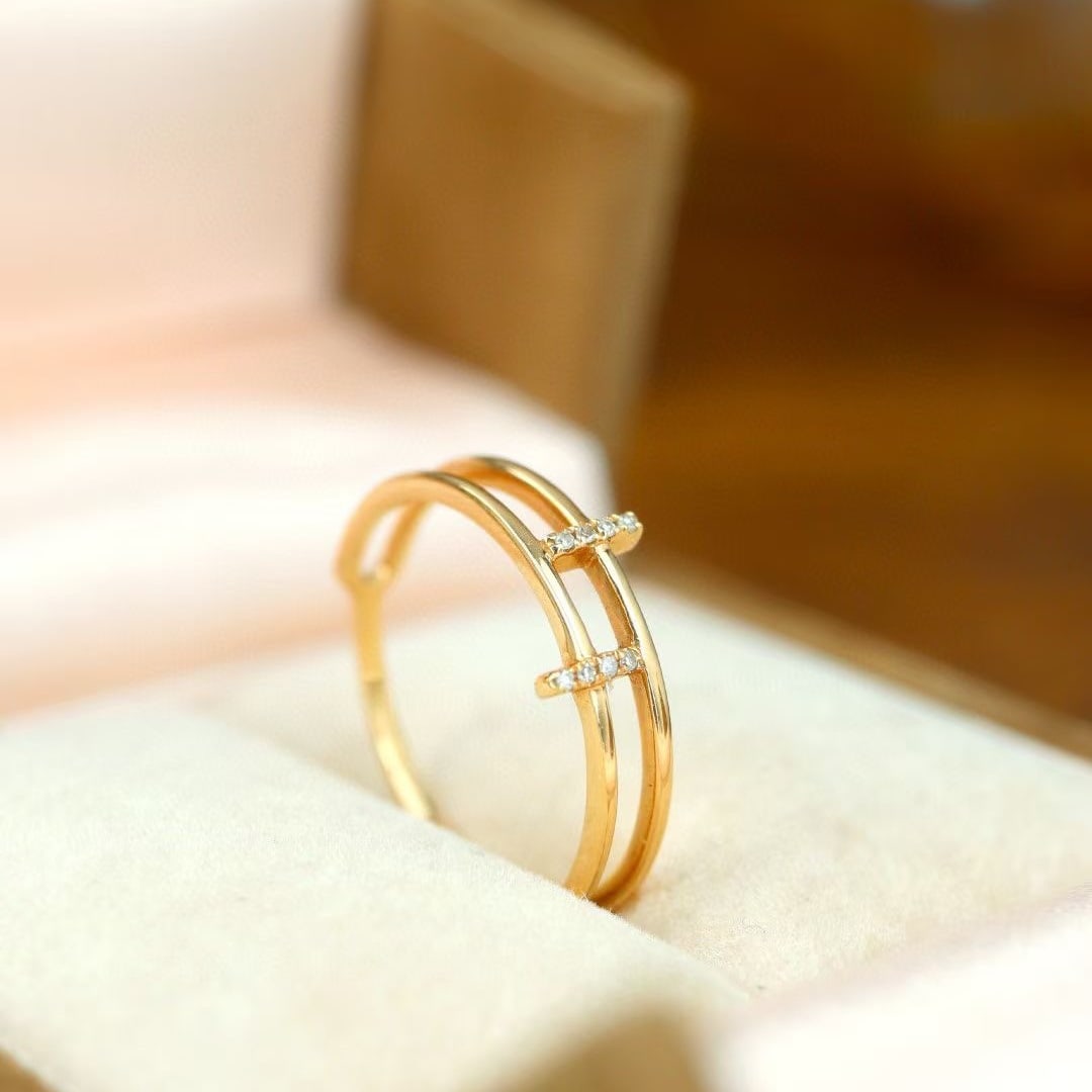 14k Gold 0.03 Ct Natural H Diamond Ring - 5
