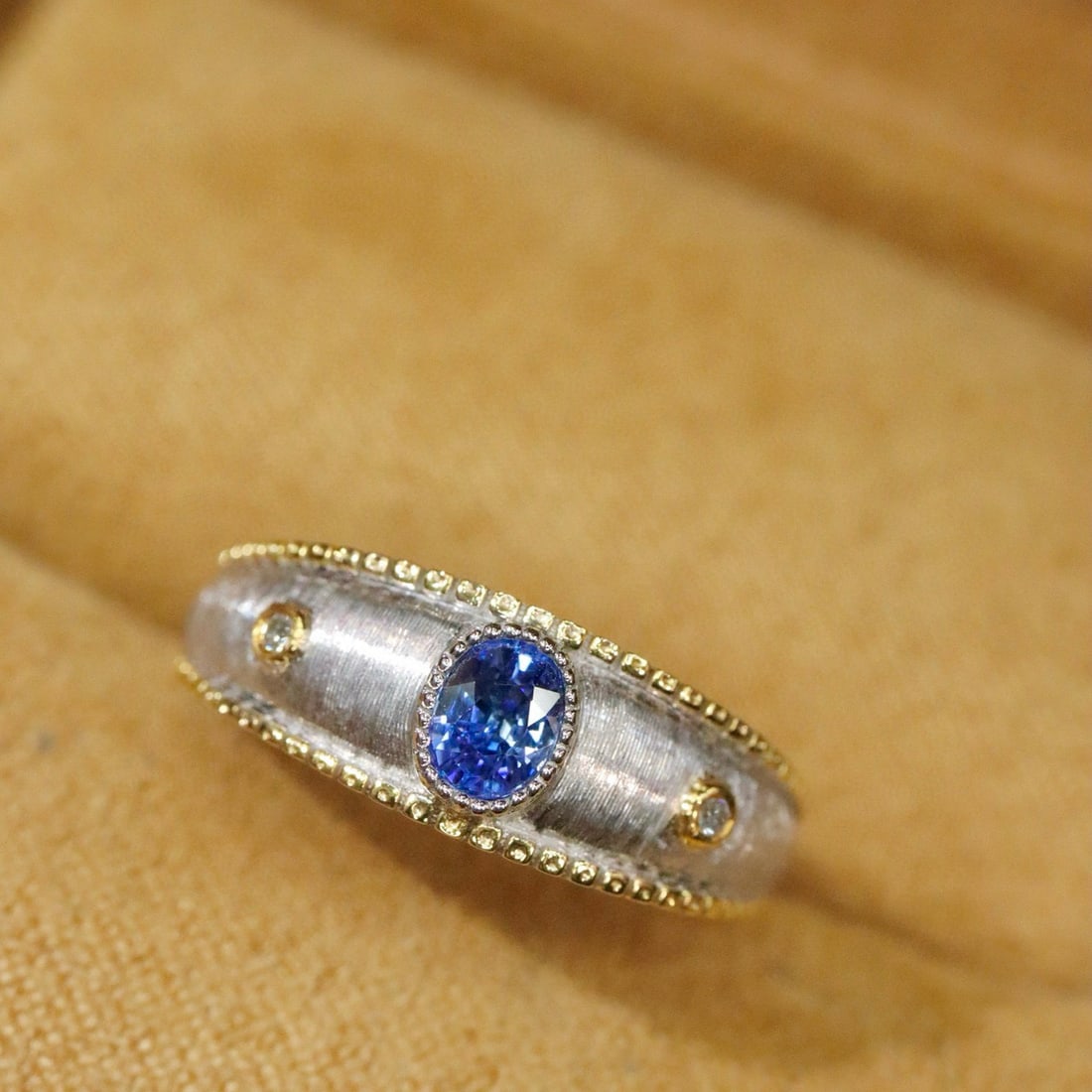 14k Gold 0.47 Ctw Natural Sapphire & Diamond Ring - 2