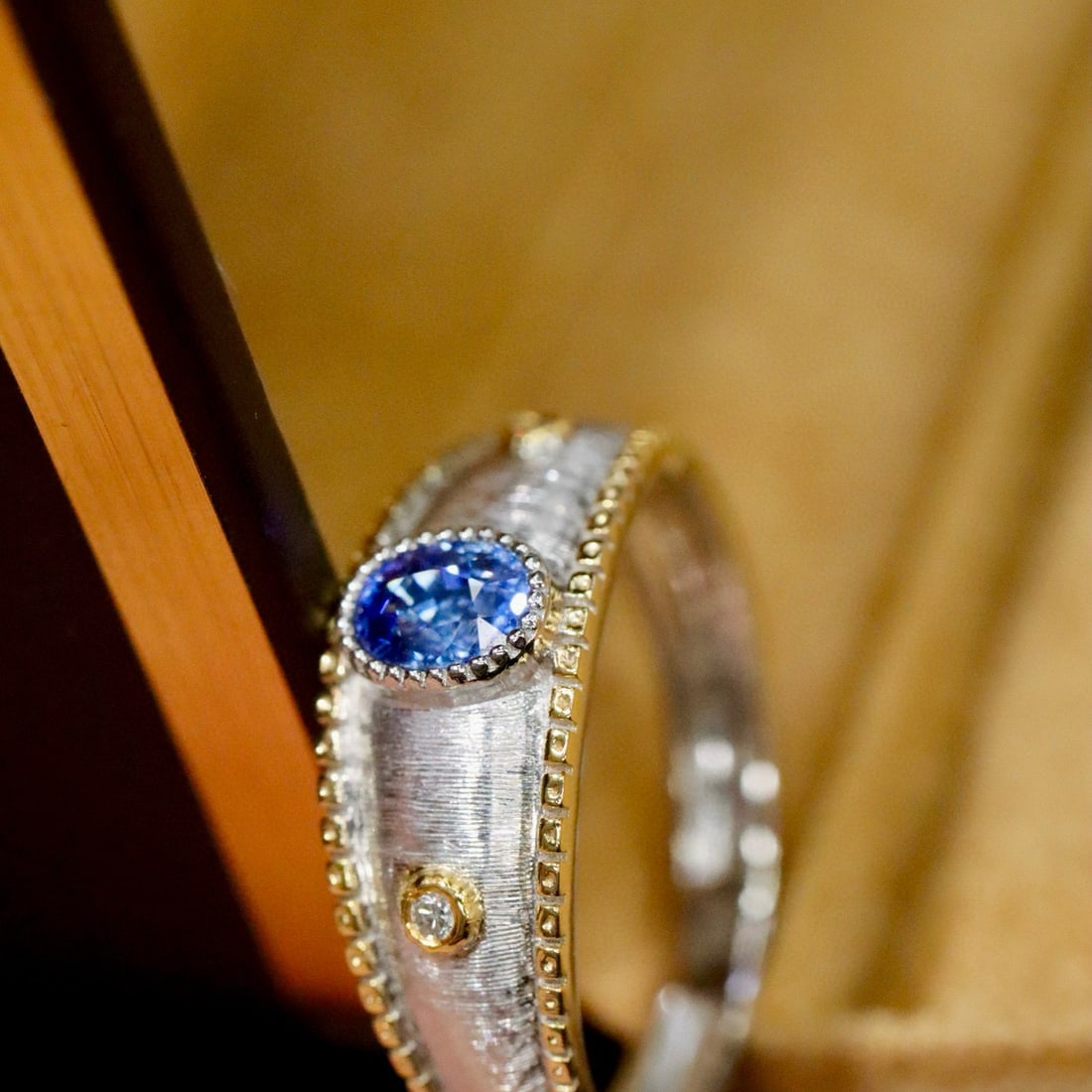 14k Gold 0.47 Ctw Natural Sapphire & Diamond Ring - 5