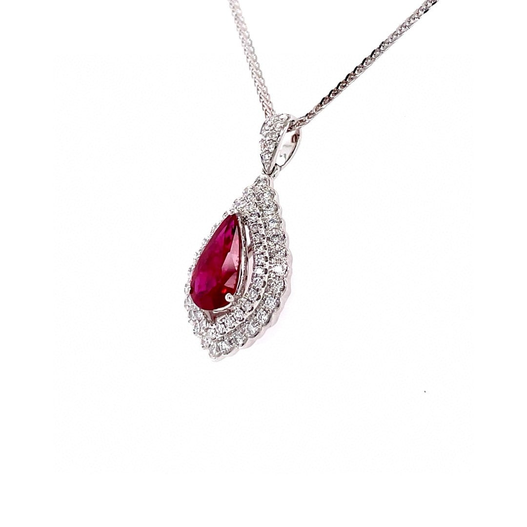 14k Gold 1.36 Ctw Natural Ruby & Diamond Necklace - 3