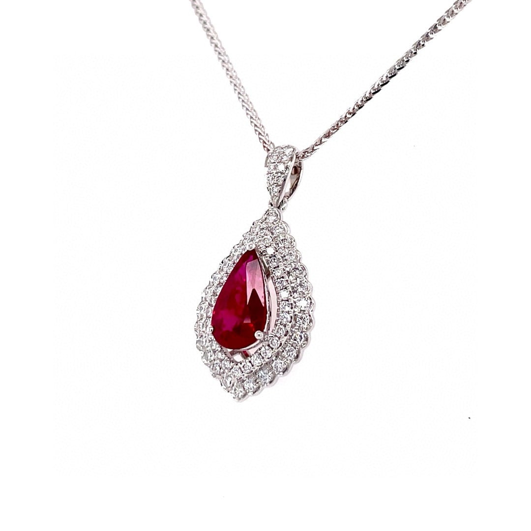 14k Gold 1.36 Ctw Natural Ruby & Diamond Necklace - 4