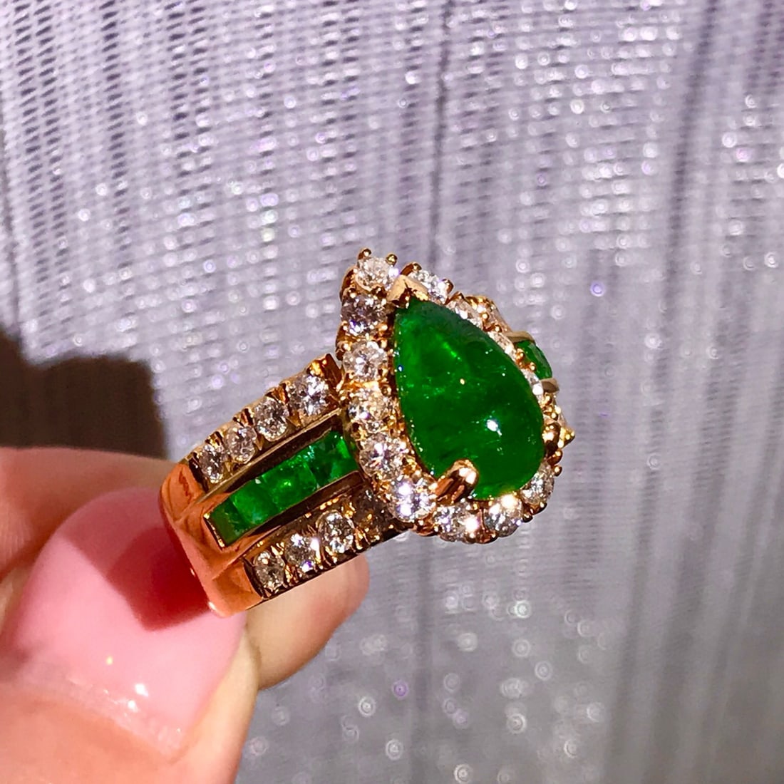 14k Gold 3.13 Ctw Vivid Green Natural Emerald & Emerald Ring - 4