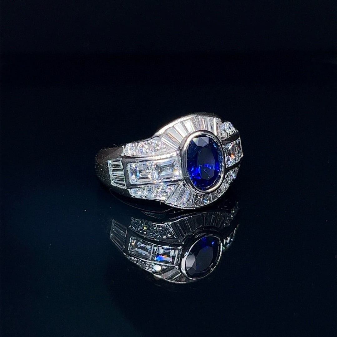 14k Gold 3.66 Ctw Natural Sapphire & Diamond Ring - 2