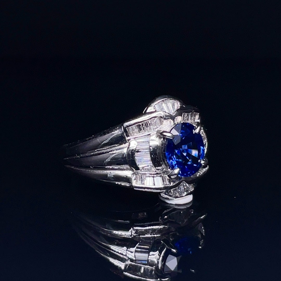 14k Gold 1.80 Ctw Natural Sapphire & Diamond Ring - 2
