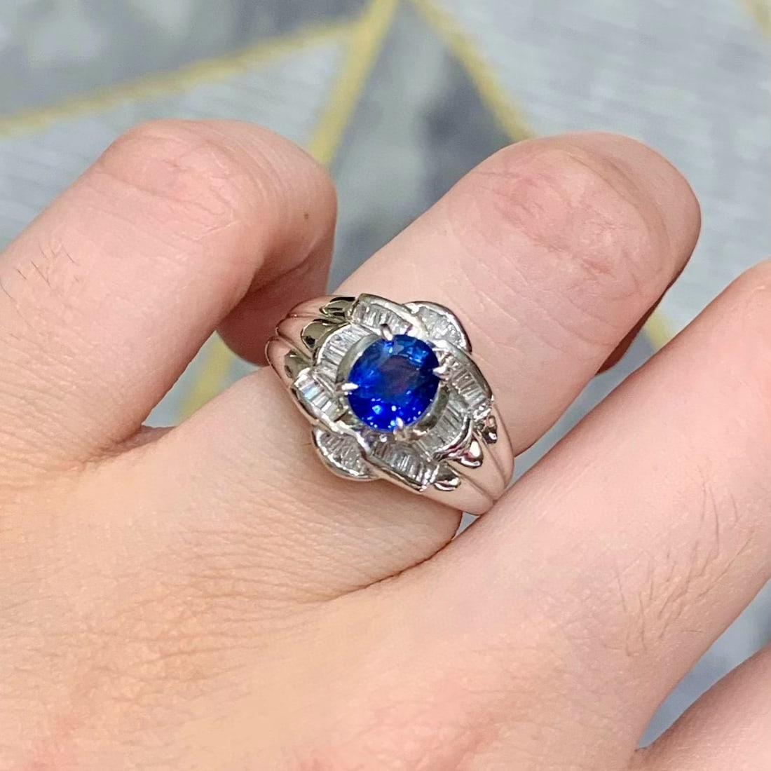 14k Gold 1.80 Ctw Natural Sapphire & Diamond Ring - 5