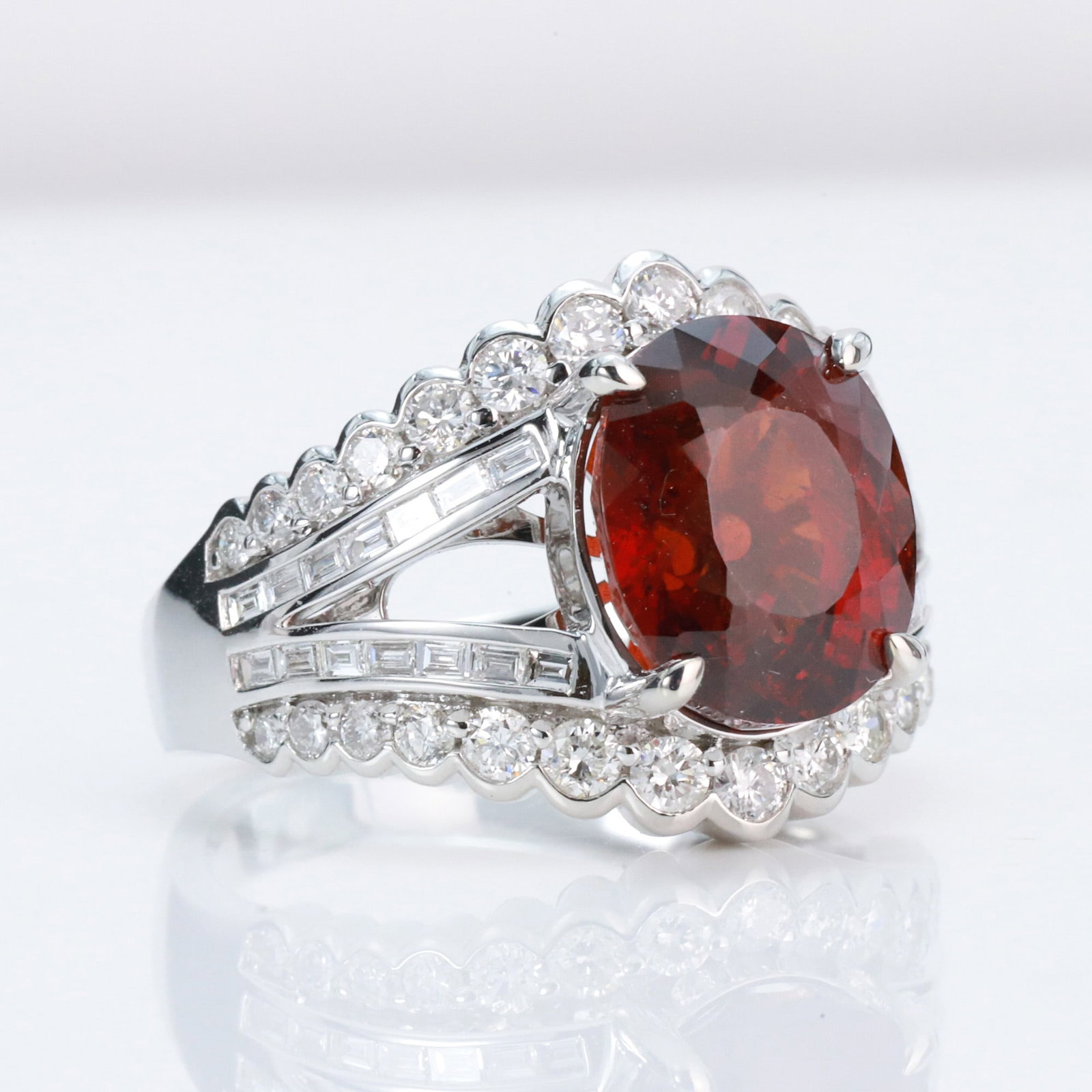 14k Gold 7.12 Ct Natural Spessartine & Diamond Ring - 2