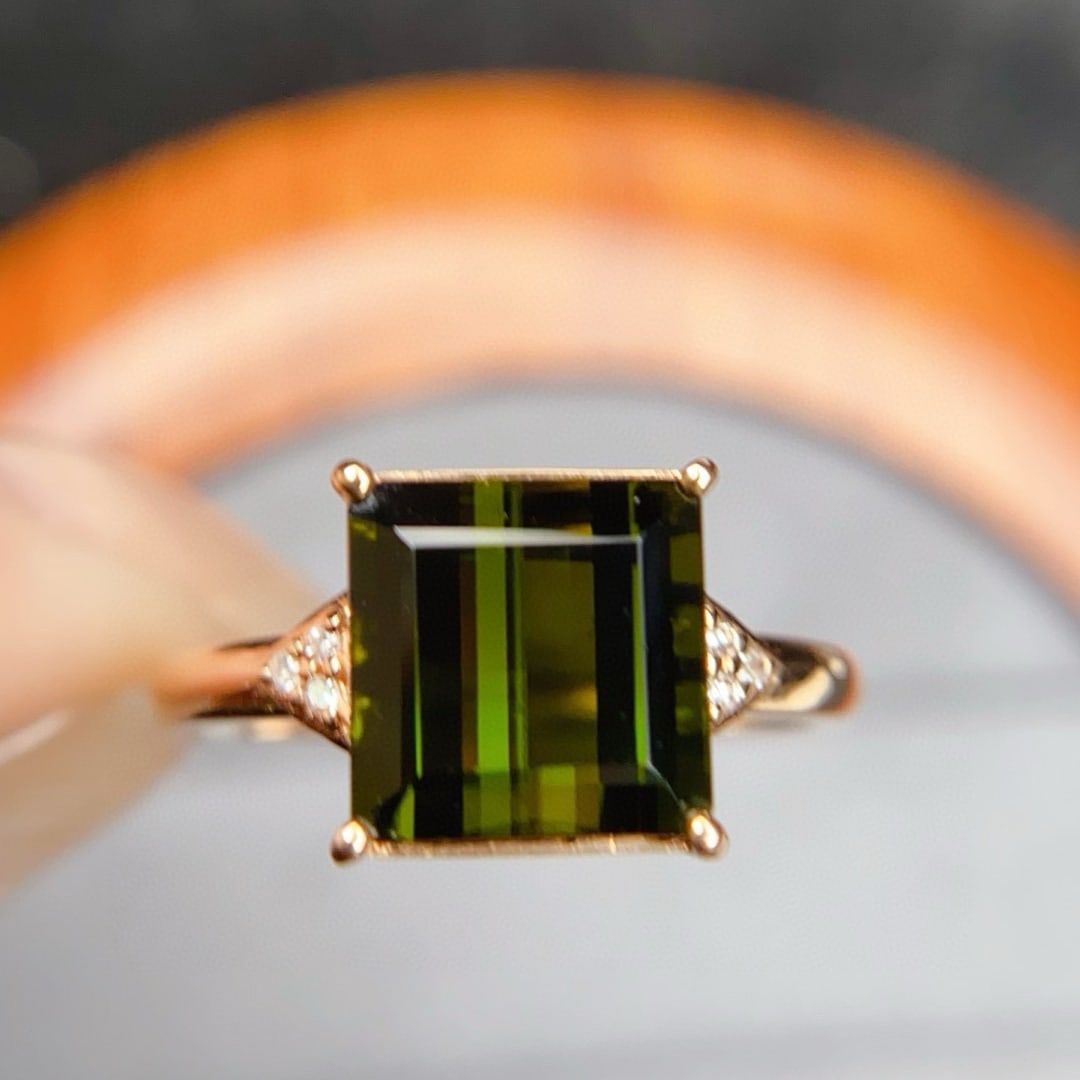 14k Rose Gold 3.08 Ctw Natural Tourmaline & Diamond Ring - 6