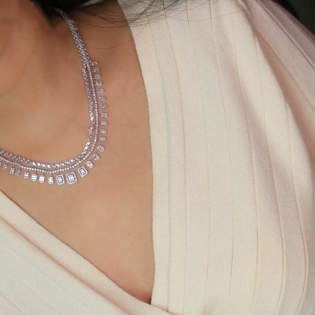 14k Gold 10 Ct Natural H Diamond Necklace - 5